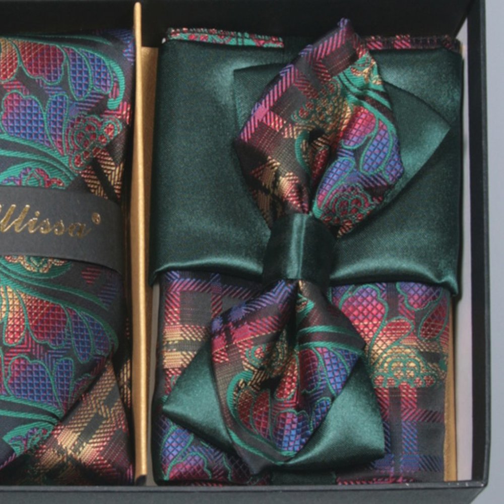 Daniel Ellissa Green Yellow Bow & Neck Tie 6 Set - Picture 4 of 6